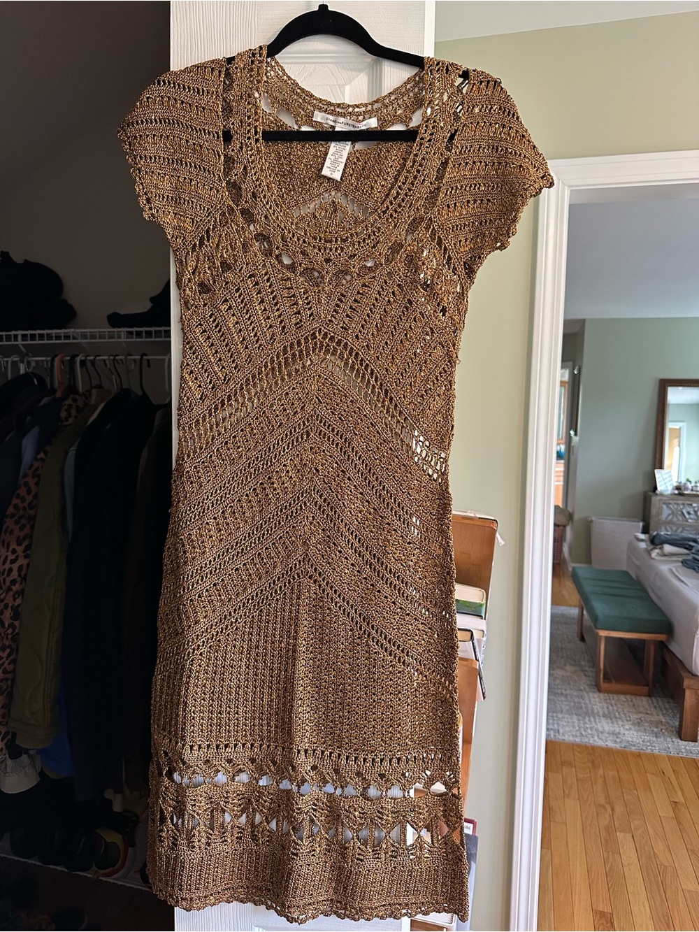 Gold lurex crochet dress DIANE VON FURSTENBERG